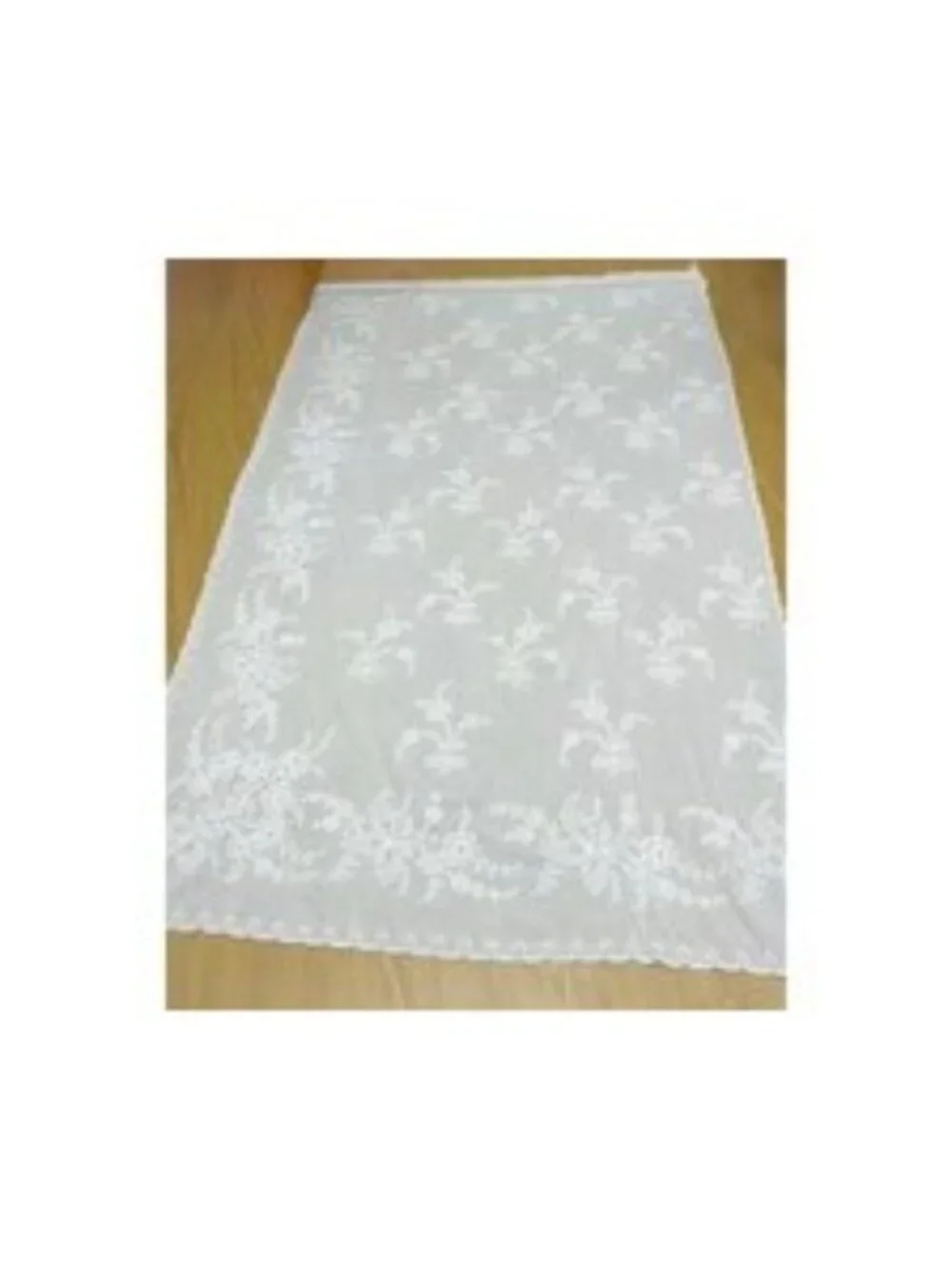 Pair of vintage 90s embroidered sheer curtains French Provincial style  57